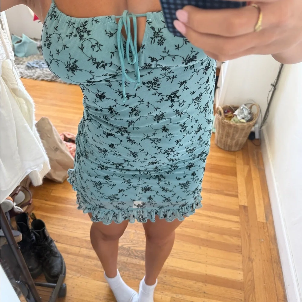 Motel Rocks Teal Floral Mini Dress - Picture 2 of 6